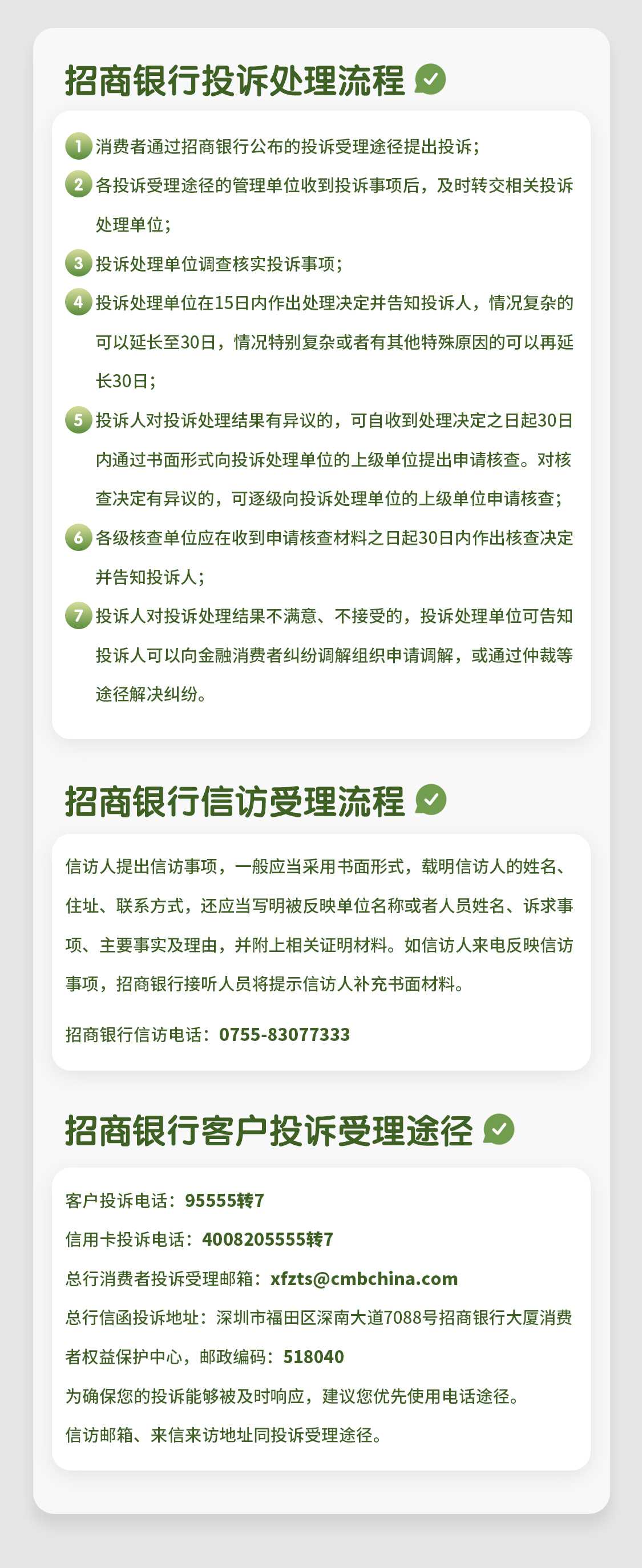 招商银行投诉处理流程